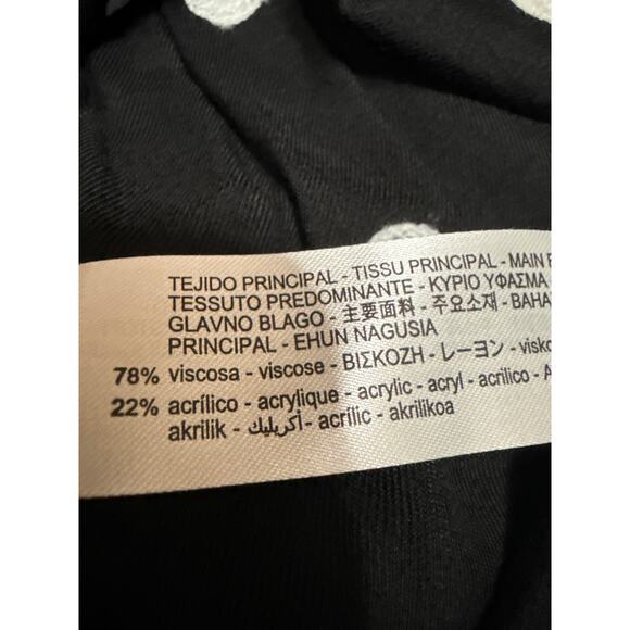 Zara Black Embroidered Polka Dot V-Neck Long Sleeve Mini A-Line Dress Size XS - Picture 4 of 4